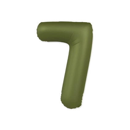 Palloncino Numero 7 Slim Mate Verde Oliva Satinato 37" (86cm), 1pz.