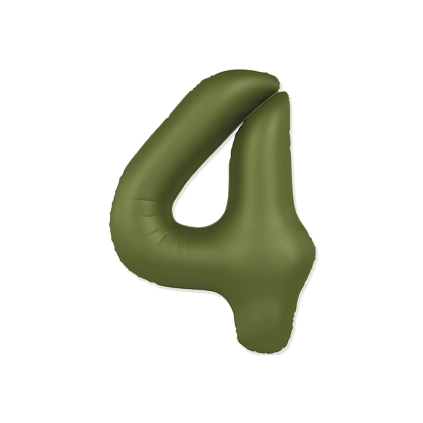 Palloncino Numero 4 Slim Mate Verde Oliva Satinato 37" (86cm), 1pz.