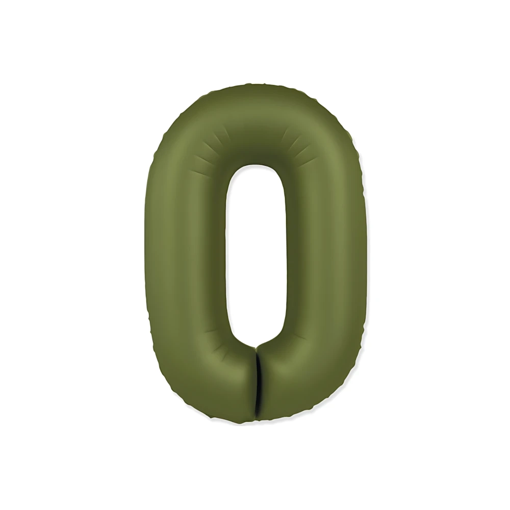 Palloncino Numero 0 Slim Mate Verde Oliva Satinato 37" (86cm), 1pz.