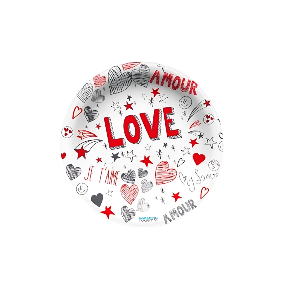 Piatto di carta Love rotondo, 21cm, 6pz.