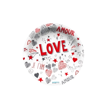 Piatto di carta Love rotondo, 21cm, 6pz.