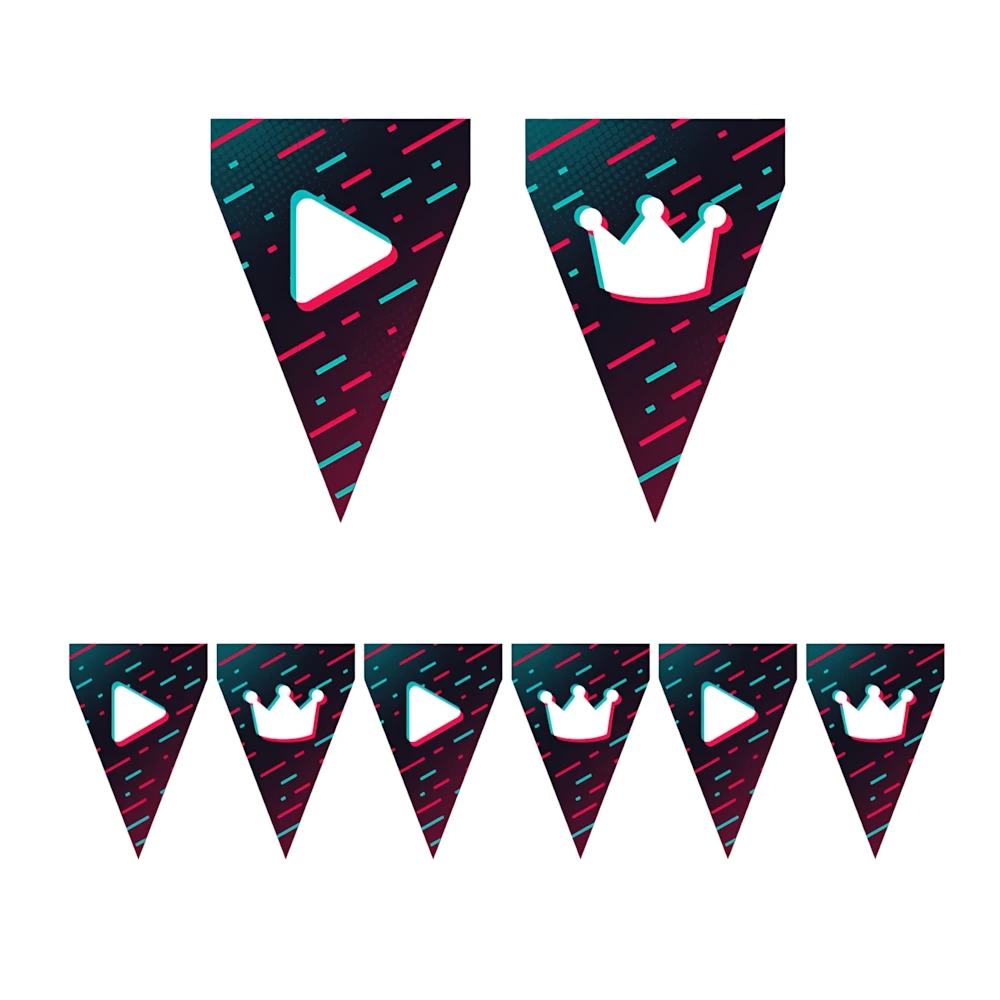 Festone bandierine Simil TikTok – 9 bandierine 20x30 cm, 3 metri