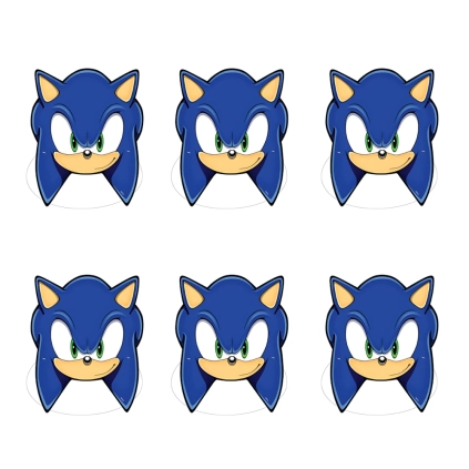 Mascherine - Sonic in cartoncino, 6pz.