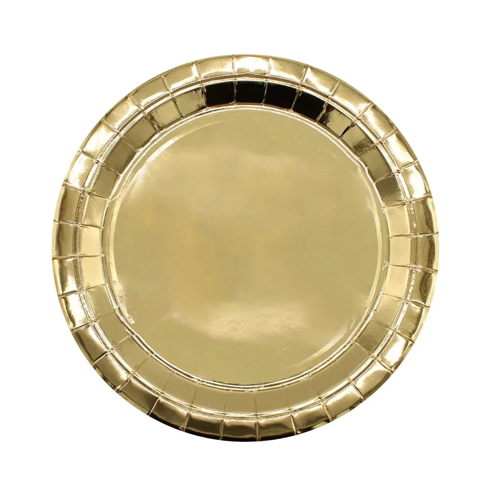 Piatto in carta 24cm Oro metal – Confezione da 15 pezzi