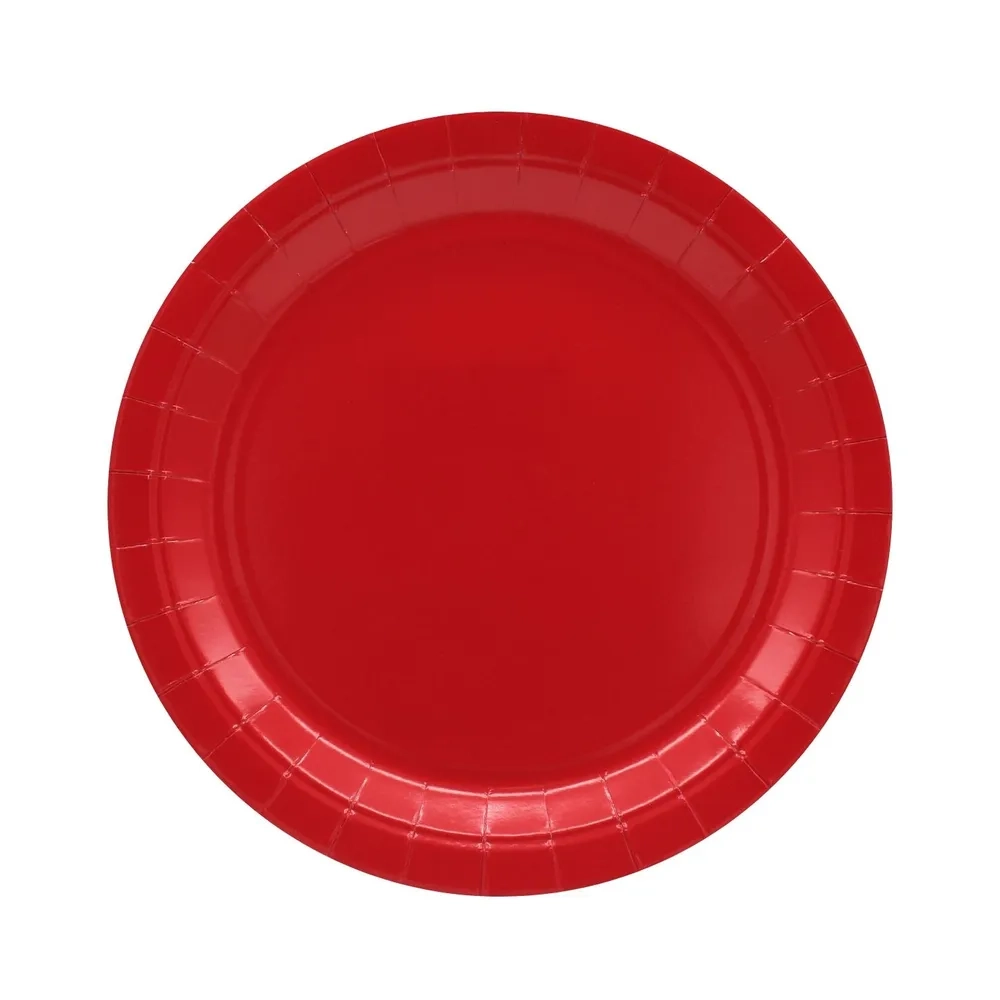 Piatto in carta 24cm Rosso scuro – Confezione da 15 pezzi