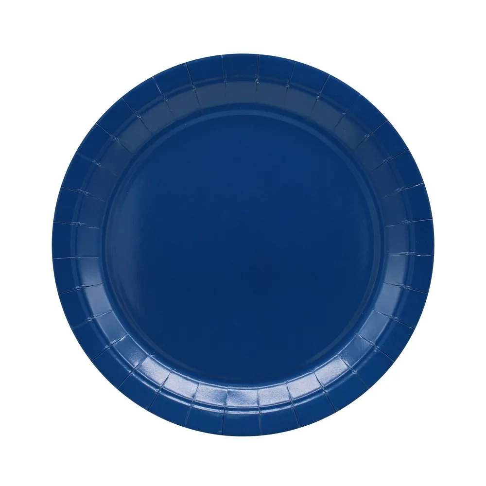 Piatti in carta blu navy 24cm – Confezione da 15 pezzi