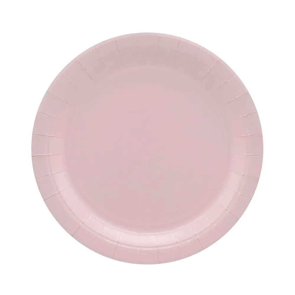 Piatti in carta Rosa Chiaro 24cm – Confezione da 15 pezzi