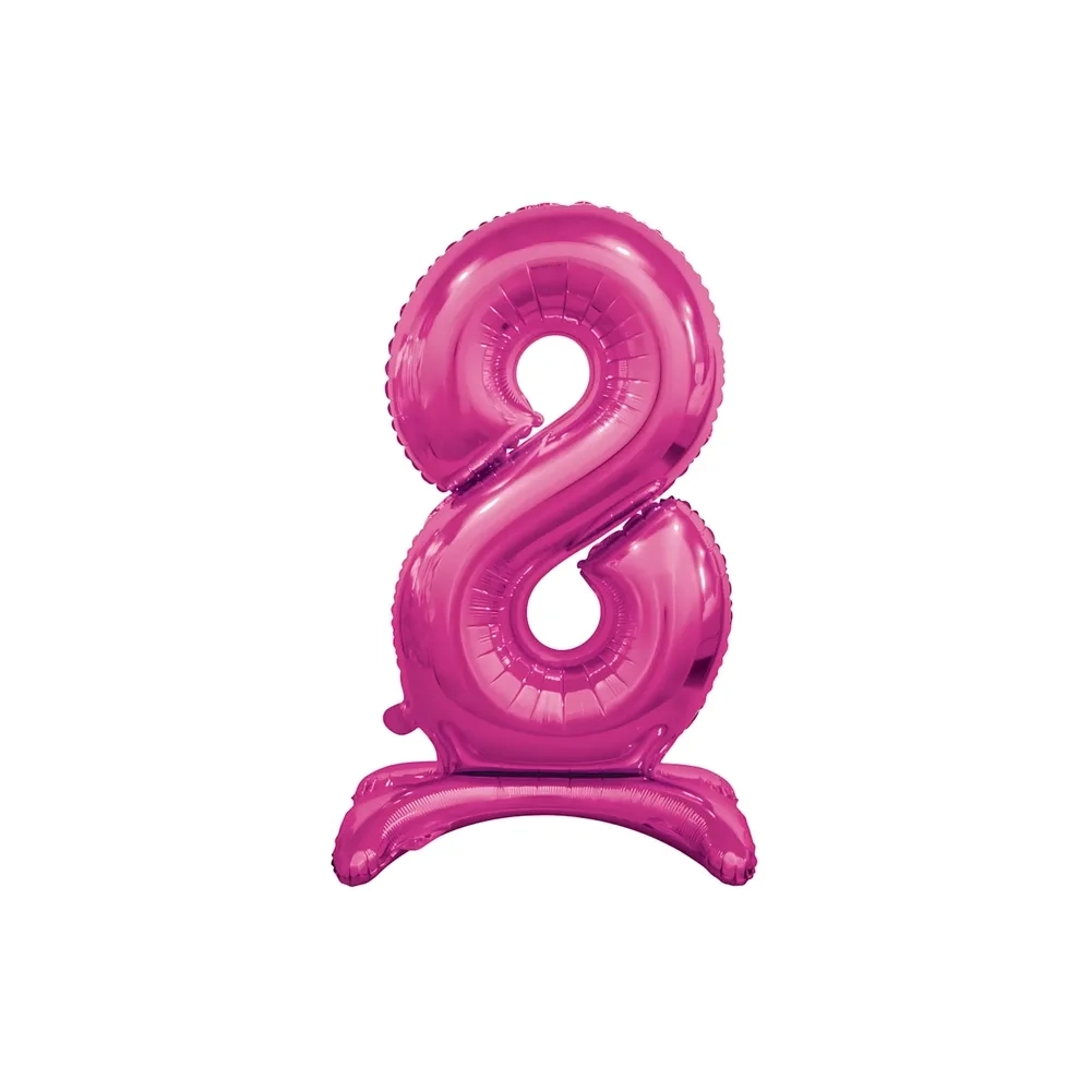 Palloncino numero 8 fucsia standing super shape 30" (76cm) in mylar, 1pz.