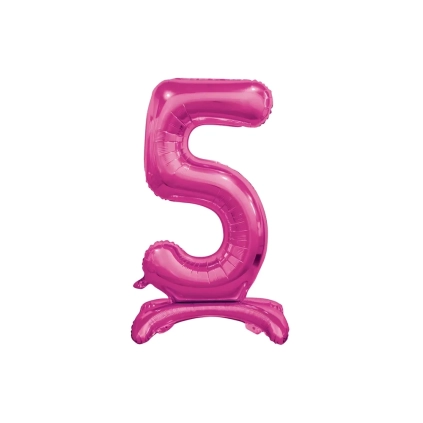 Palloncino numero 5 fucsia standing super shape 30" (76cm) in mylar, 1pz.