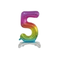 Palloncino numero 5 Rainbow standing super shape 30" (76cm) in mylar, 1pz.