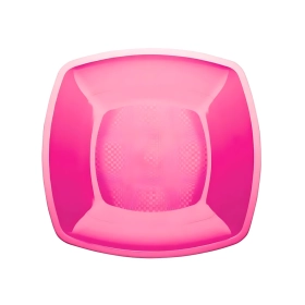 Piatto Piano Quadrato Fucsia Trasparente 23X23cm, 25pz.