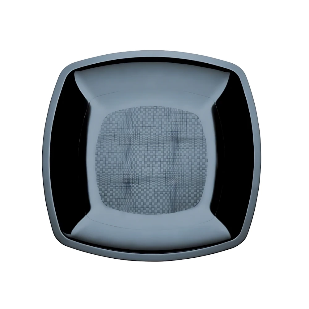 Piatto Piano Nero Quadrato 23cm, 25pz.