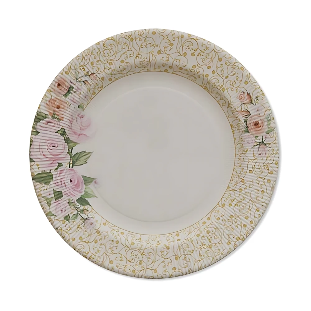 Piatti Grandi righe con decoro Rose Flower 27cm, 8pz.