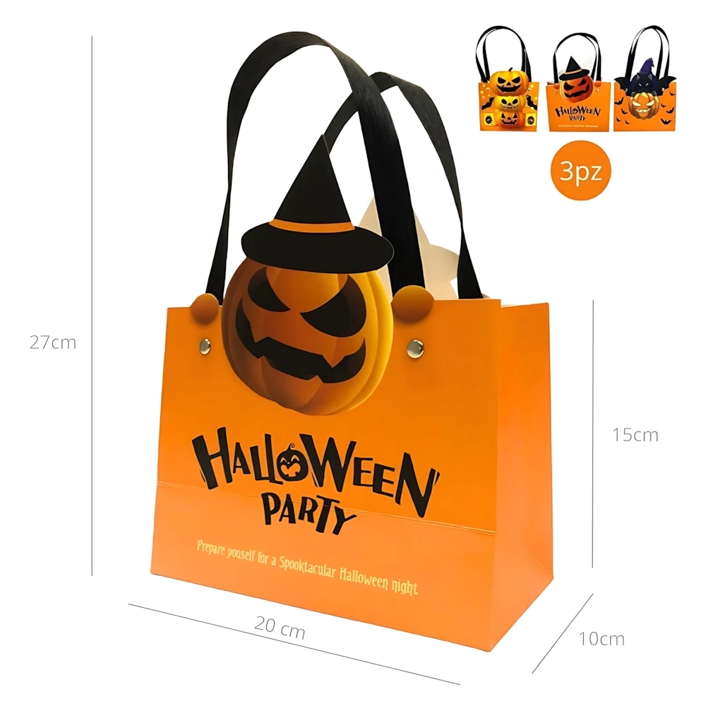 Buste sacchetti Halloween Dolcetto Scherzetto 3pz modelli assortiti.