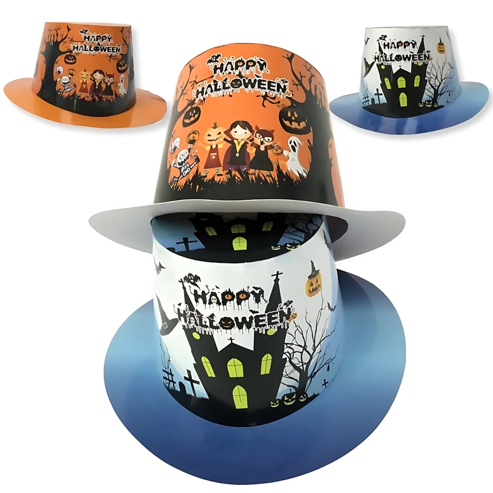 Cappelli Cilindro Happy Halloween 2 colori, 2pz.