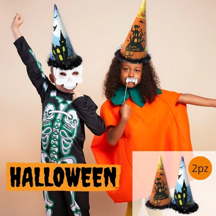 Cappelli a forma di cono Happy Halloween, 2pz.