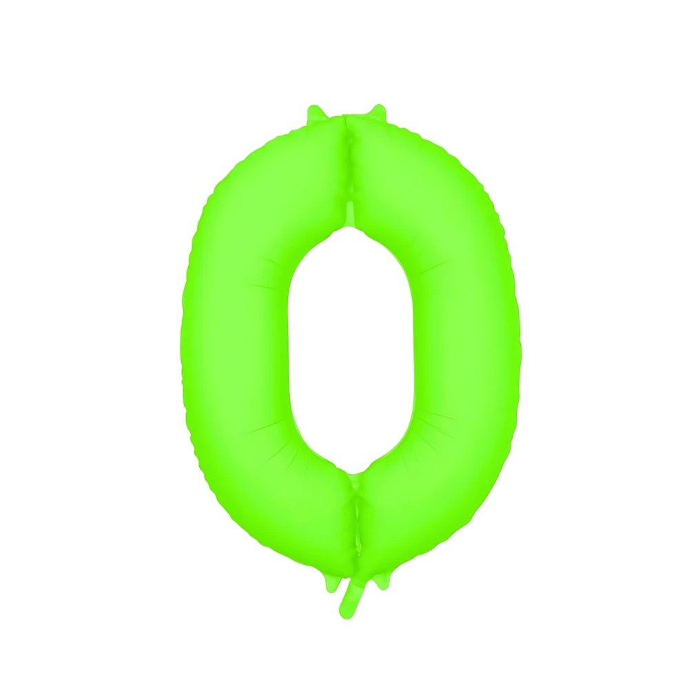 Palloncino Mylar Numero 0 Verde Neon 34'' (86cm), 1pz.