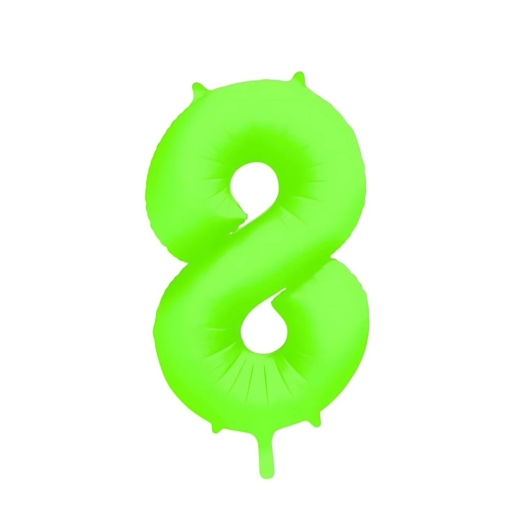Palloncino Mylar Numero 8 Verde Neon 34'' (86cm), 1pz.