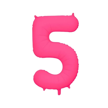 Palloncino Mylar Numero 5 Fucsia Neon 34'' (86cm), 1pz.