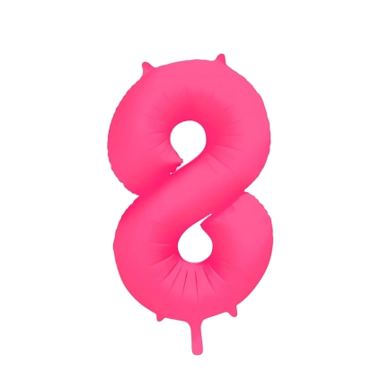 Palloncino Mylar Numero 8 Fucsia Neon 34'' (86cm), 1pz.