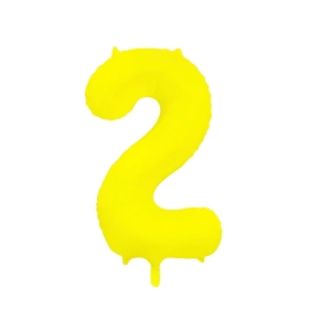 Palloncino Mylar Numero 2 Giallo Neon 34'' (86cm), 1pz.