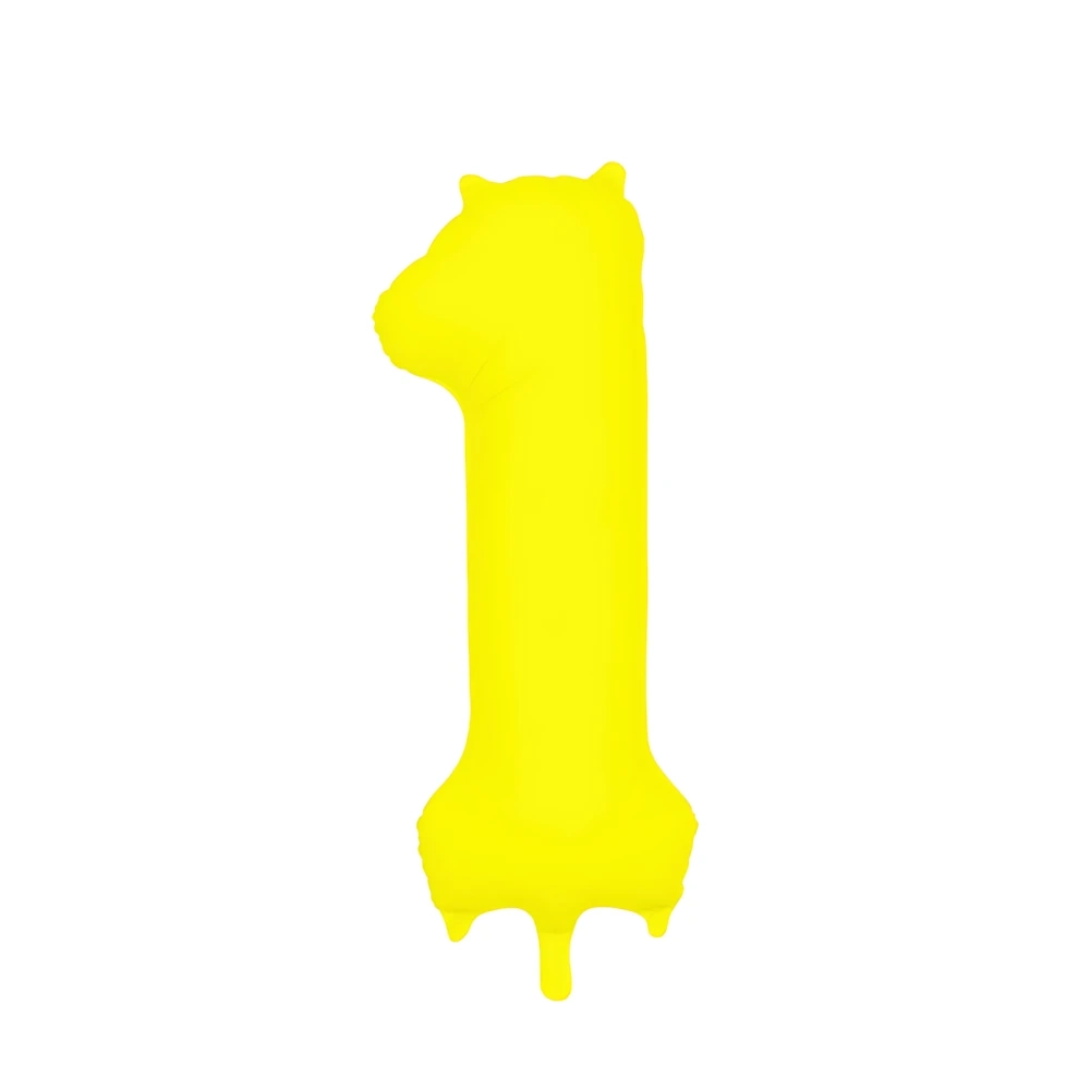 Palloncino Mylar Numero 1 Giallo Neon 34'' (86cm), 1pz.
