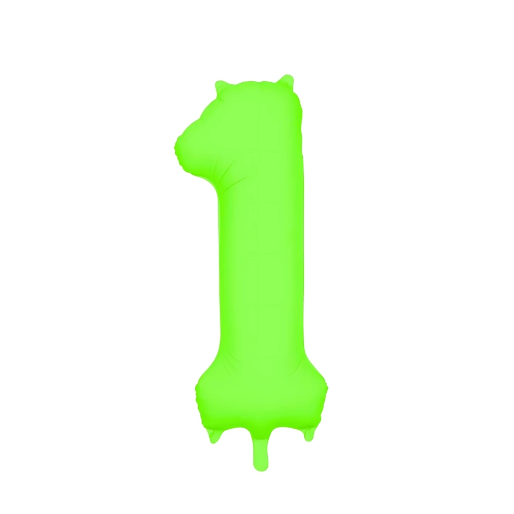 Palloncino Mylar Numero 1 Verde Neon 34'' (86cm), 1pz.