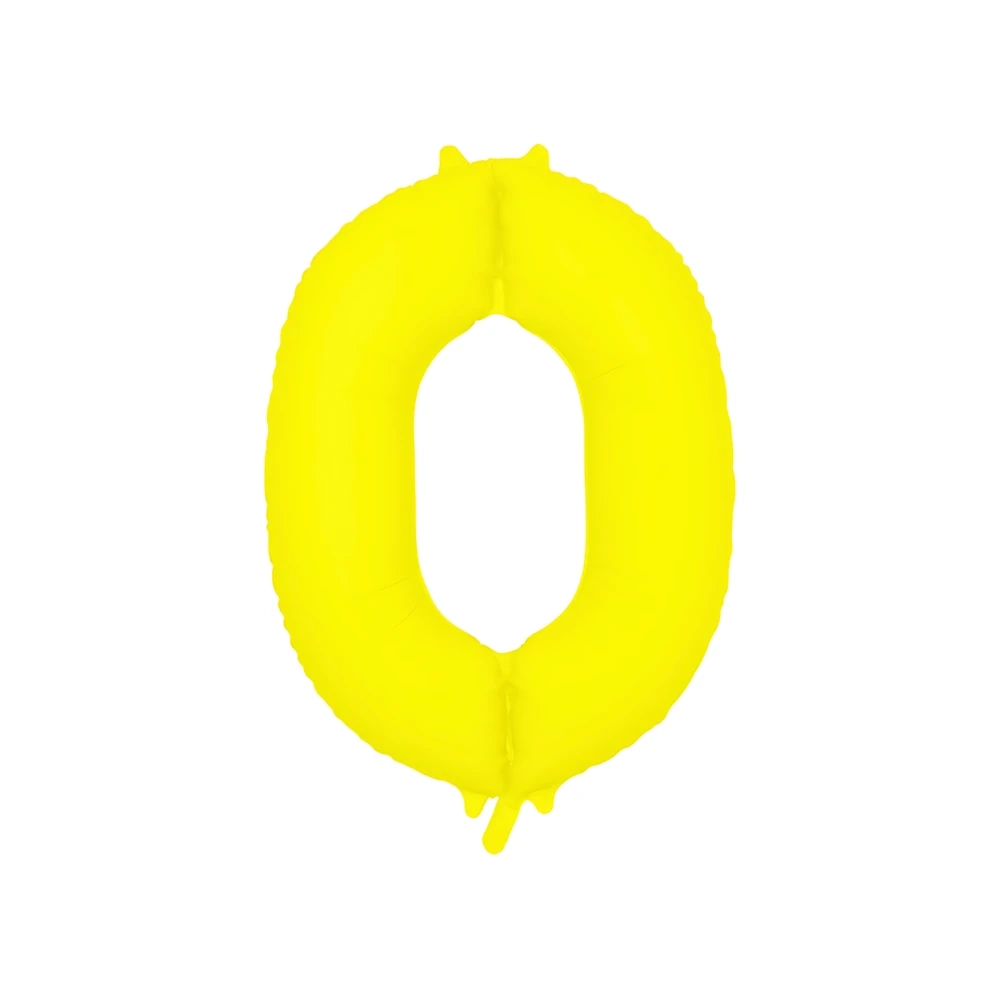 Palloncino Mylar Numero 0 Giallo Neon 34'' (86cm), 1pz.