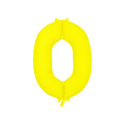 Palloncino Mylar Numero 0 Giallo Neon 34'' (86cm), 1pz.