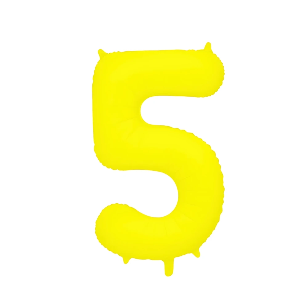Palloncino Mylar Numero 5 Giallo Neon 34'' (86cm), 1pz.