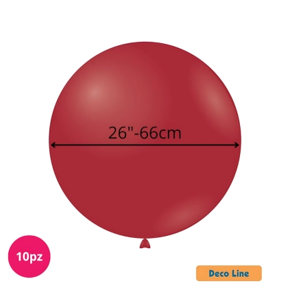 Palloncini Deco Line pastello 26" (66cm) Rosso Rubino 232, 10pz.
