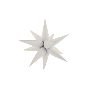 Palloncino Exploding Stars bianco 27" con Valvola – Stella a 12 Punte, 1pz.