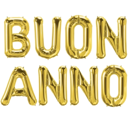 Kit palloncini capodanno lettere  buon anno oro da 40''- 101cm, 1pz.