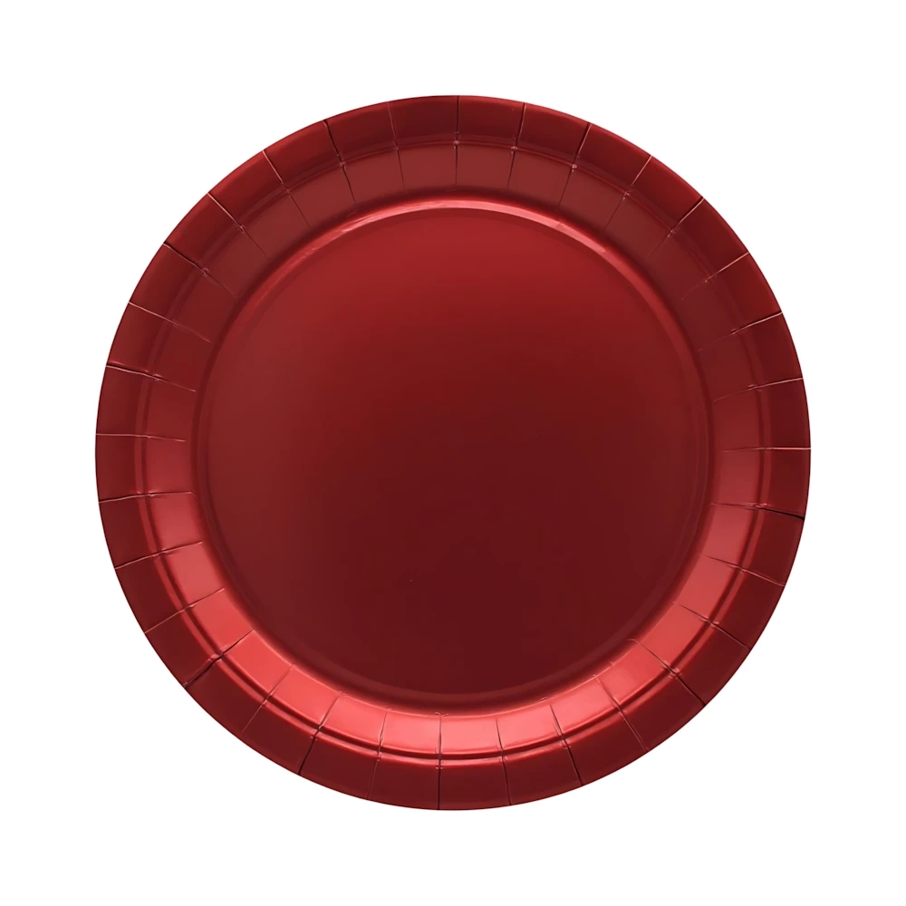 Piatti in carta 24cm Rosso metal – Confezione da 15 pezzi