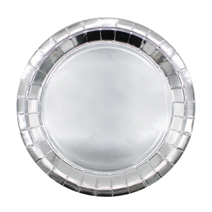 Piatti in carta 32cm Argento metal – Confezione da 8 pezzi