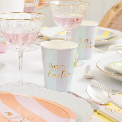 Bicchieri 250cc Easter Bunny "Happy Easter" Oro Eco-Friendly 8pz