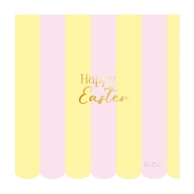 Tovaglioli Easter Bunny 33x33cm Righe e Scritta Oro Givi 16pz