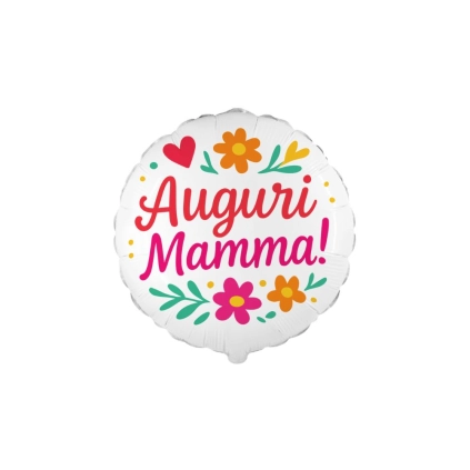 Palloncino Mylar 18" Auguri Mamma Floreale Fiori Stilizzati 1pz